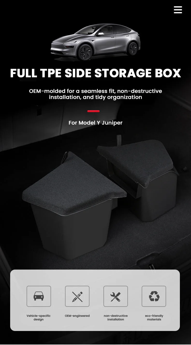 Tesla Model Y Juniper Interior Accessories Rear Trunk Organizer Storage Bins Aapexgear®
