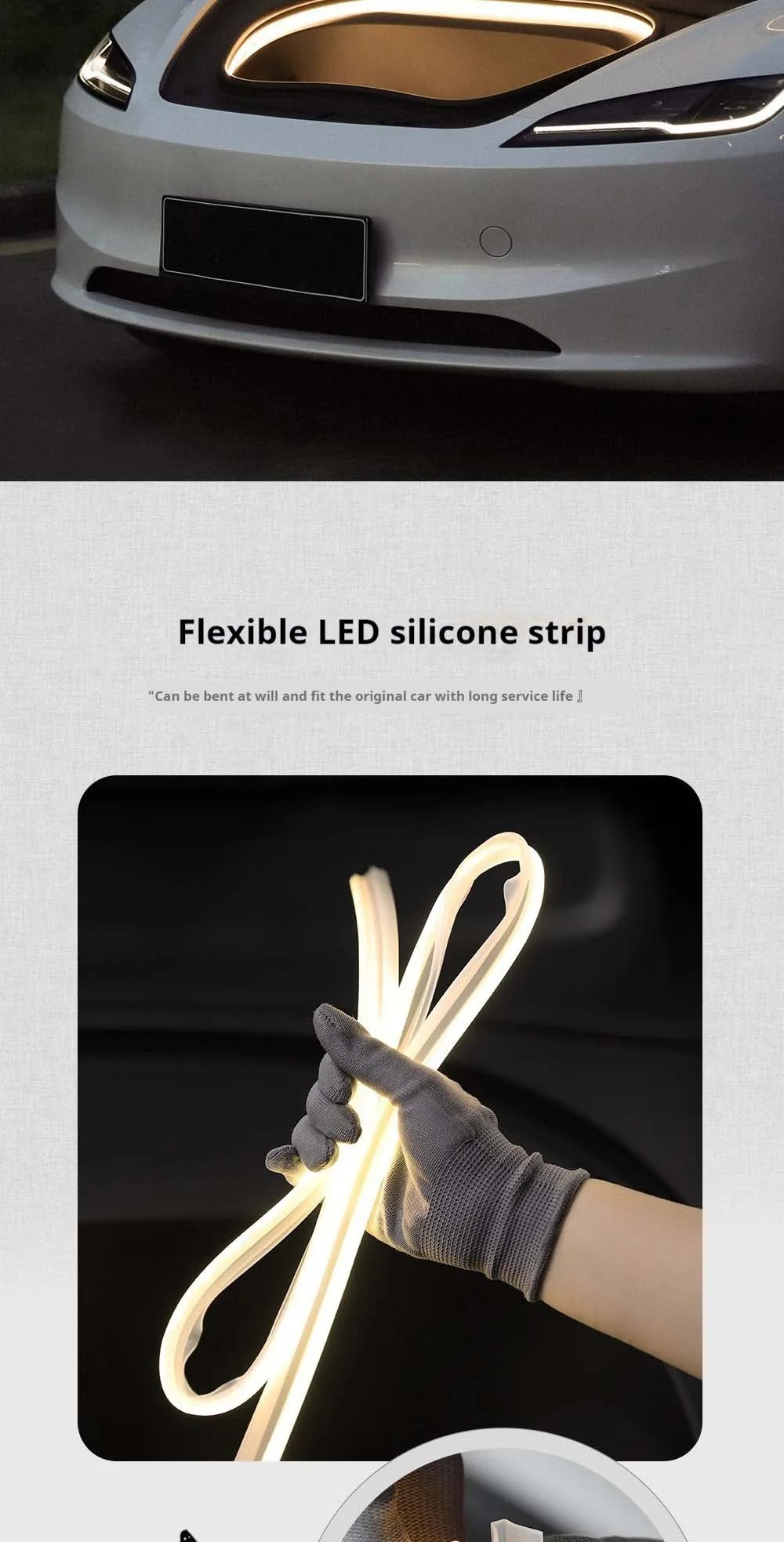 Tesla Model 3 Highland Frunk LED Strip Lights Tesla Accessories Model 3 Highland Front Trunk Ambient Lights Aapexgear®