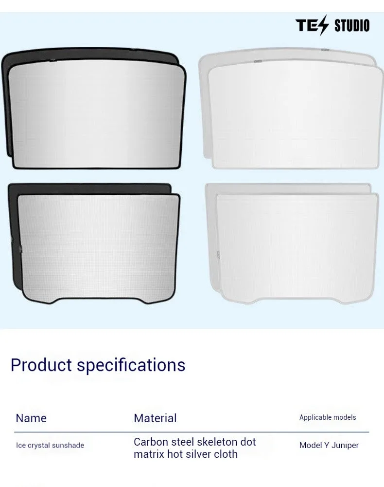Tesla Model Y Juniper Crystal Mesh Sunshade  Model Y Juniper Sunshade Roof Shade Interior Accessories Aapexgear®