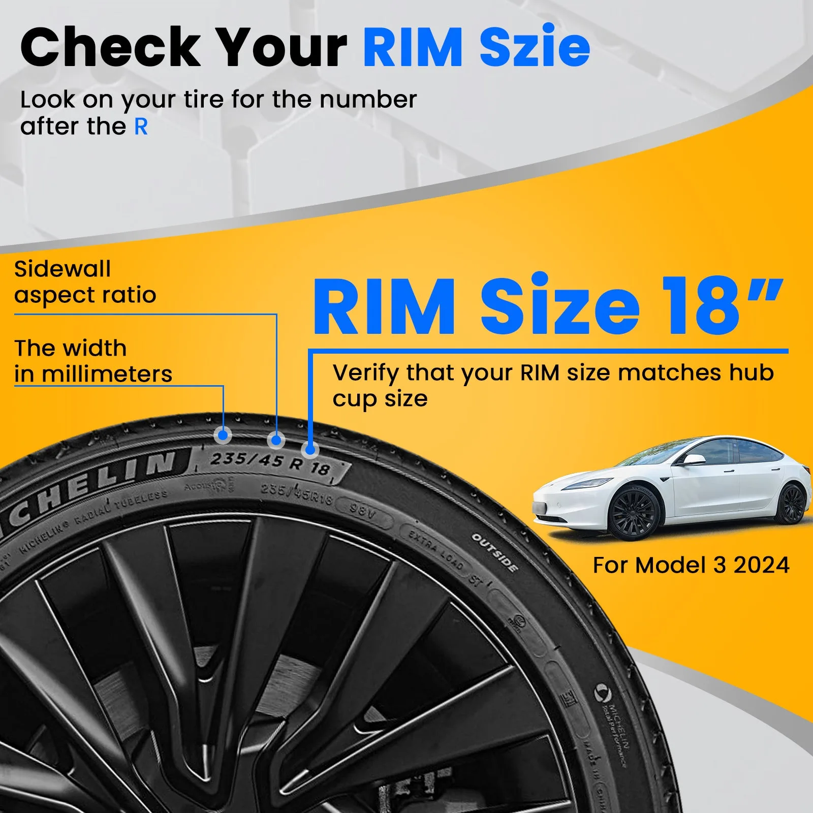 18'' X Style Rim Protector Hub Cap (2023-2025) For Tesla Model 3 Highland