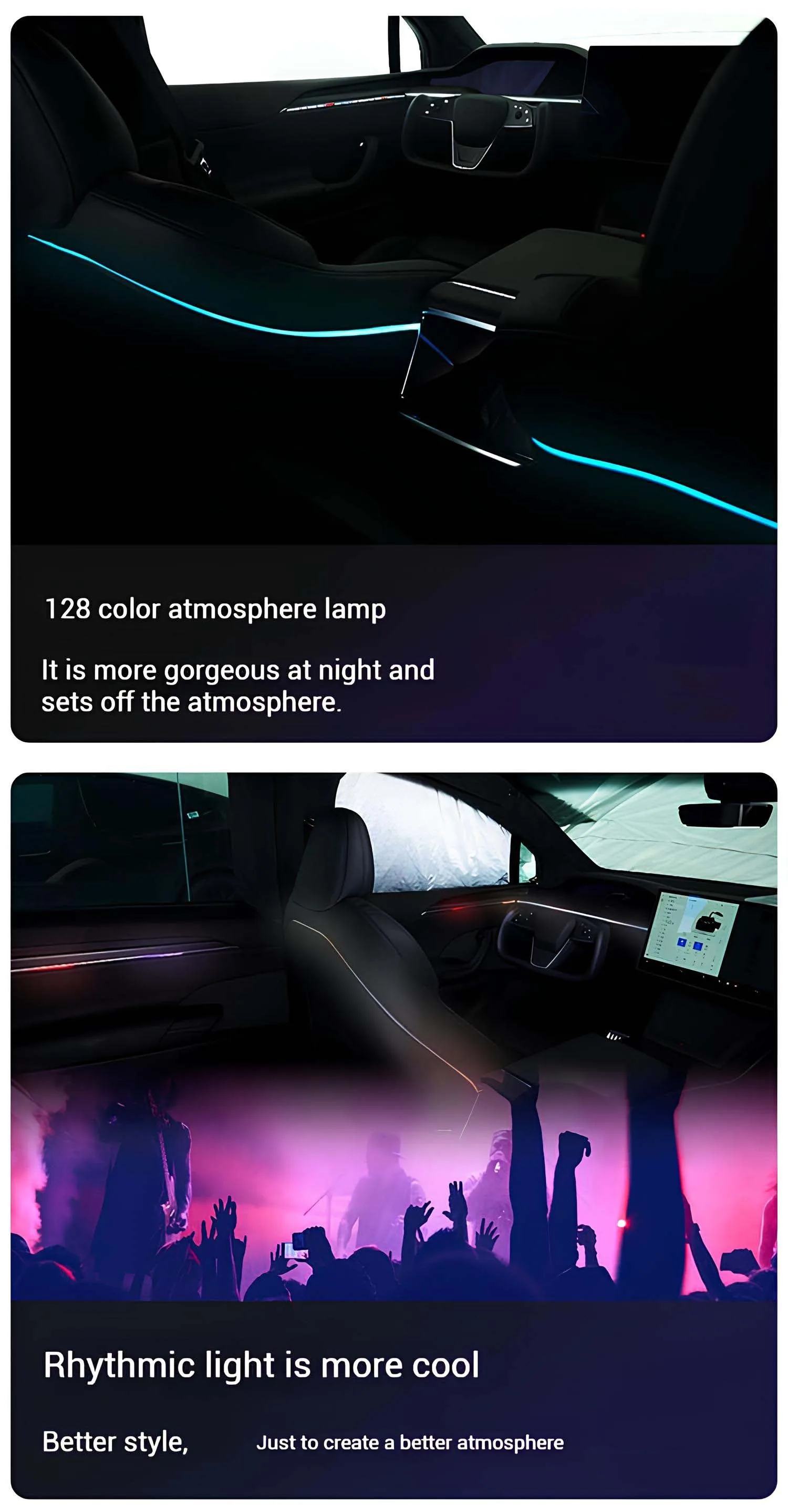 Tesla Model X Ambient Lighting Model X Laser Carving RGB Lighting Tesla Interior Accessories Aapexgear® (2022+ )
