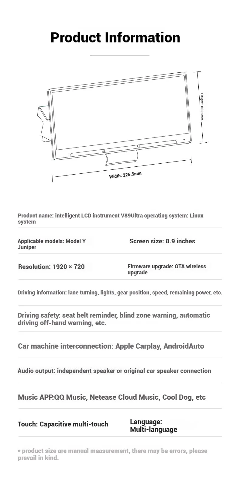 Tesla Accessories Model 3 Highland Dashboard Screen Tesla Model 3 Highland Interior Accessories CarPlay Screen Aapexgear®
