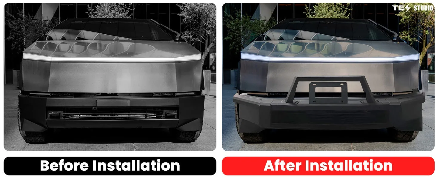 Tesla Cybertruck Steel Front Bumper with Black Texture Aapexgear®