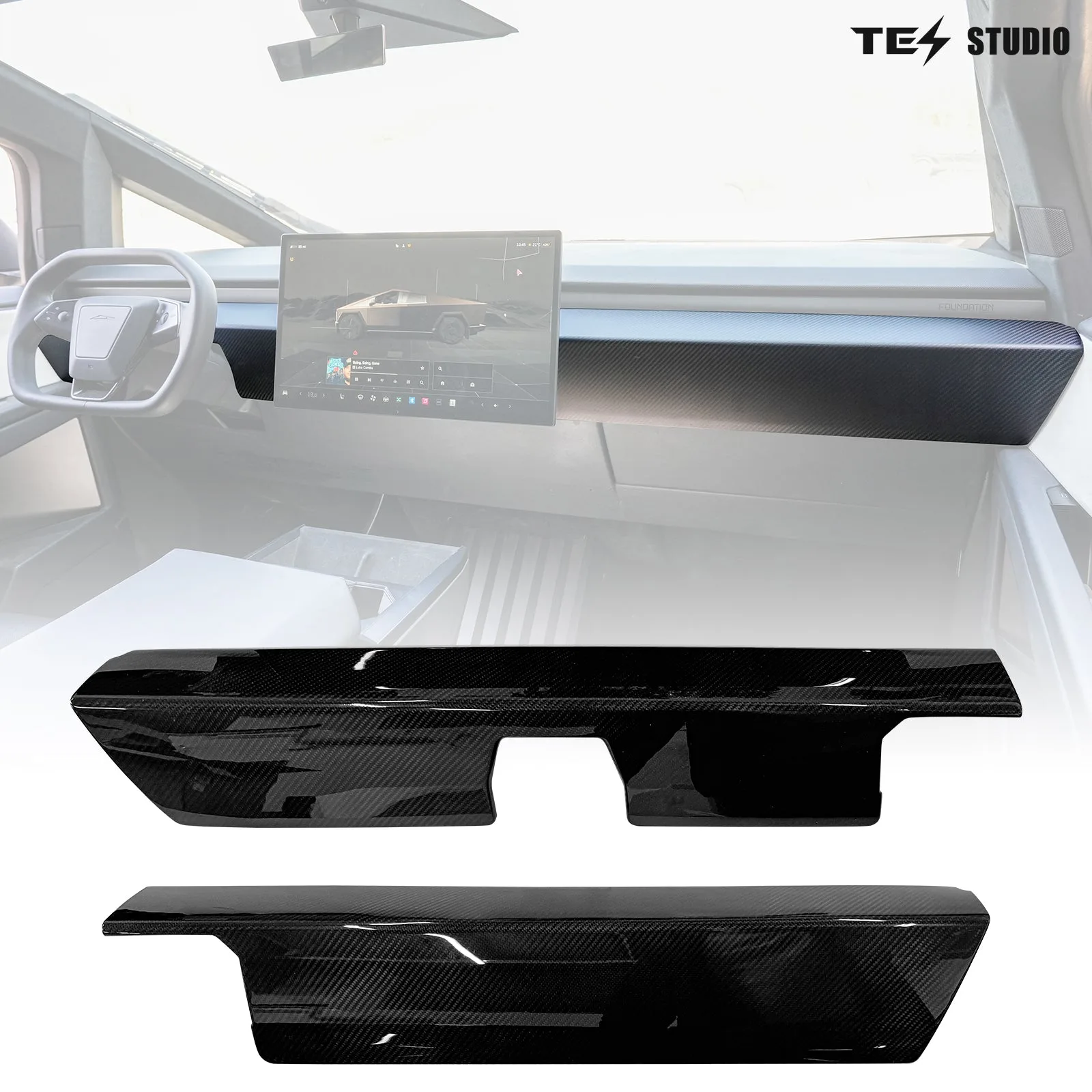 Tesla Accessories Real Carbon Fiber Cybertruck Dashboard Cover Panel Protection Cybertruck Interior Accessories Aapexgear®