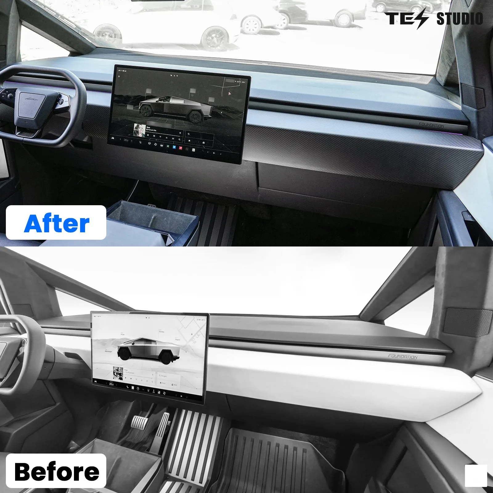 Tesla Accessories Real Carbon Fiber Cybertruck Dashboard Cover Panel Protection Cybertruck Interior Accessories Aapexgear®
