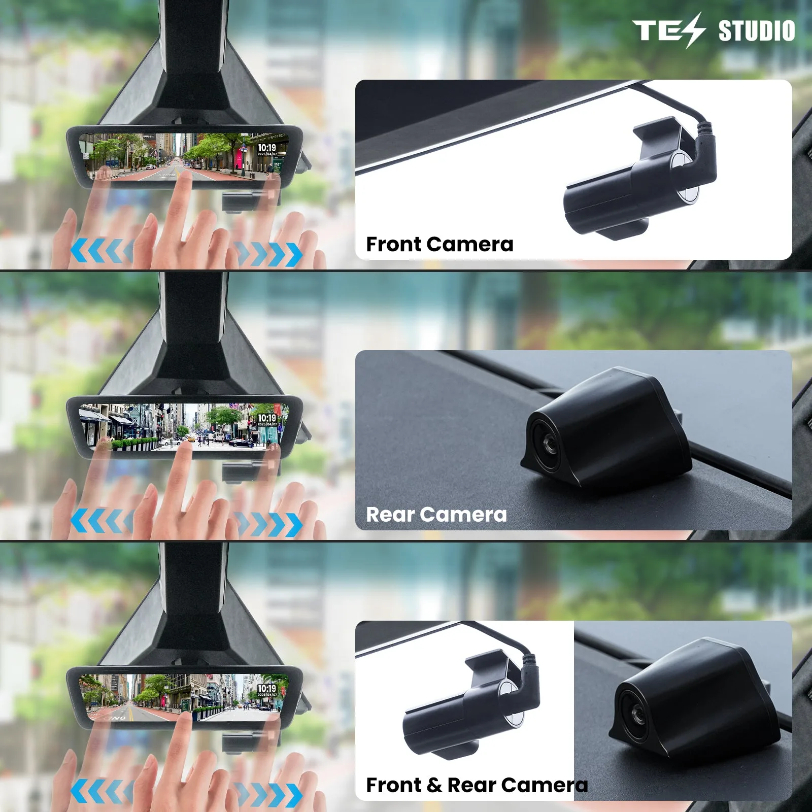 Tesla Cybertruck Streaming Rearview Mirror S8 Plus Front And Rear Dual Recording Digital APP Version Aapexgear®
