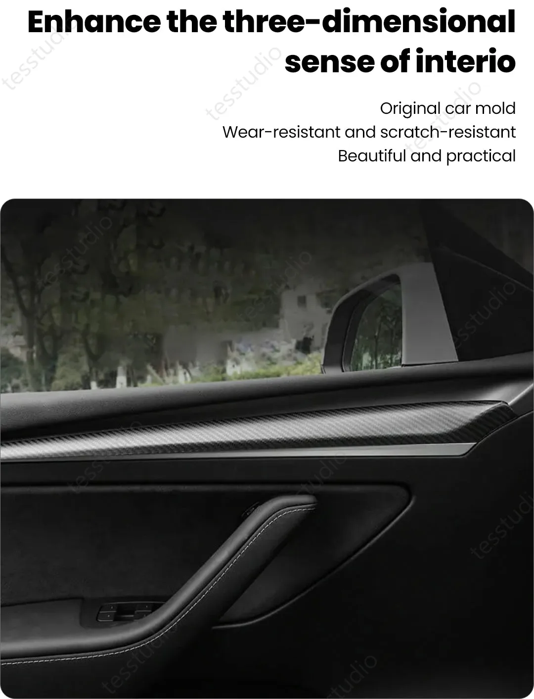 Model 3Y Real Carbon Fiber Dashboard & Front Door Trim Panel Replacement Kit Aapexgear®