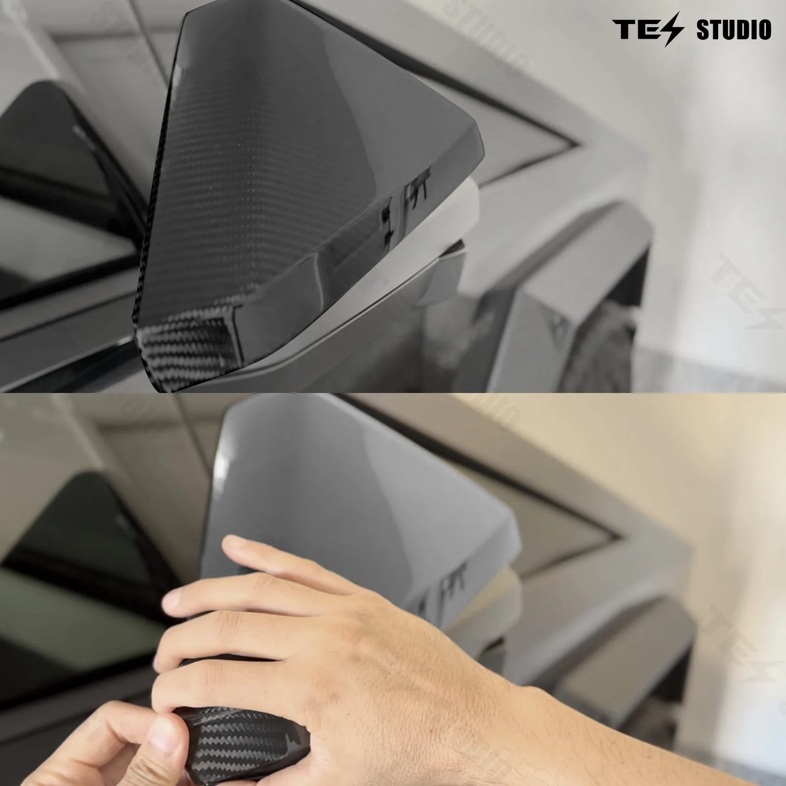 Real Carbon Fiber Side View Mirror Caps for Tesla Cybertruck Exterior Accessories 2PCS Left & Right  Aapexgear
