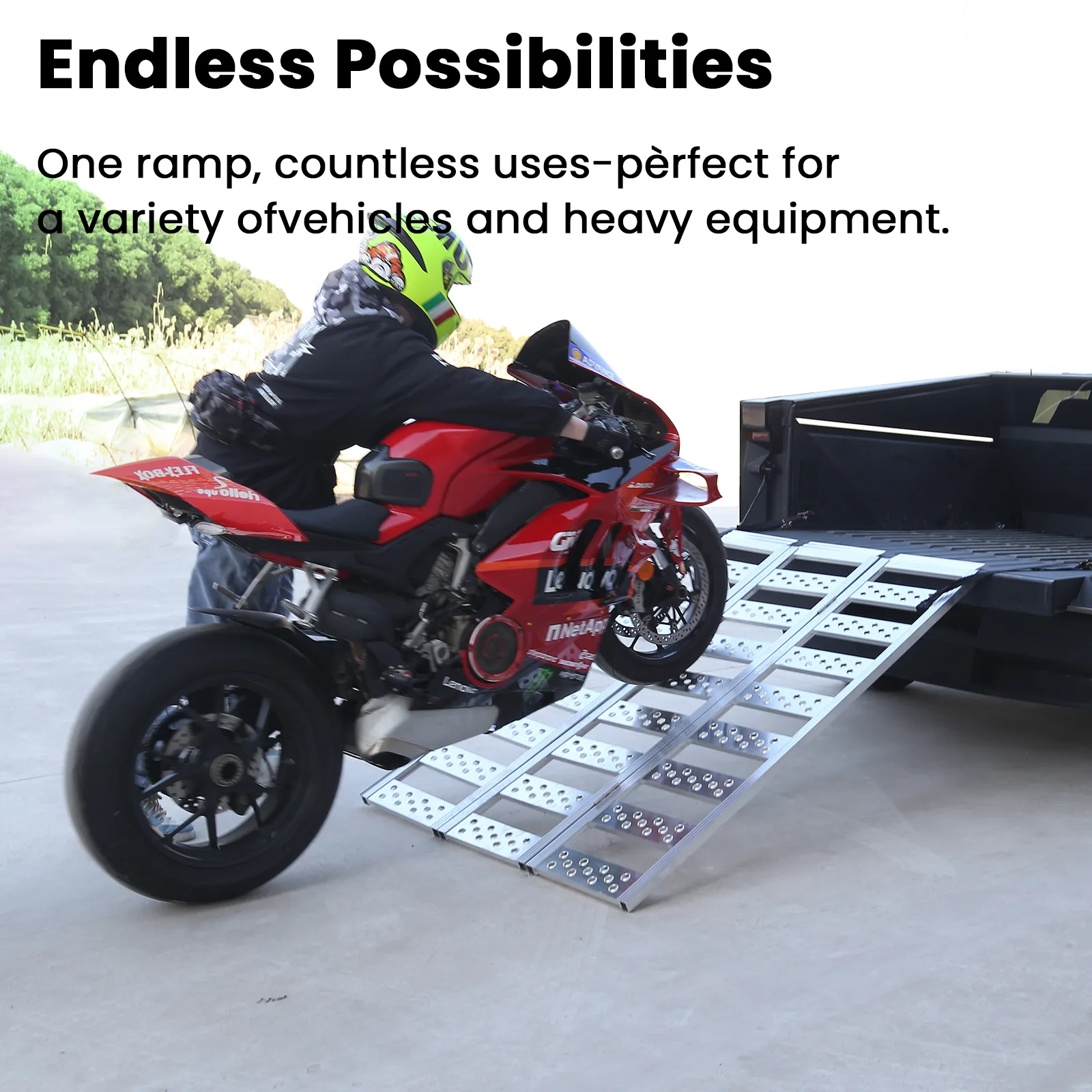 Tesla Cybertruck Loading Ramps Cybertruck Aluminum Portable Tri-Fold Loading Ramp Tesla Cybertruck Accessories Aapexgear®