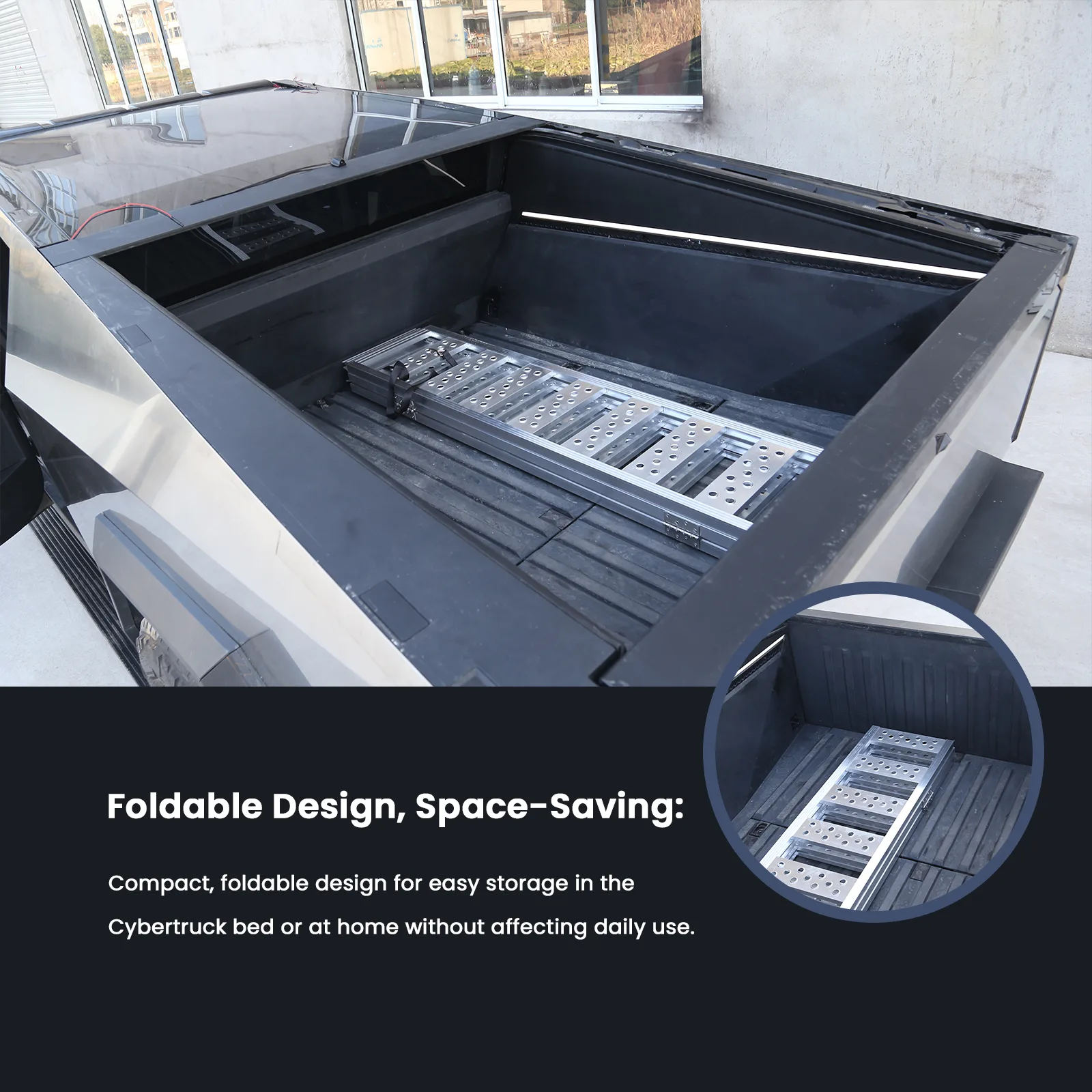 Tesla Cybertruck Loading Ramps Cybertruck Aluminum Portable Tri-Fold Loading Ramp Tesla Cybertruck Accessories Aapexgear®