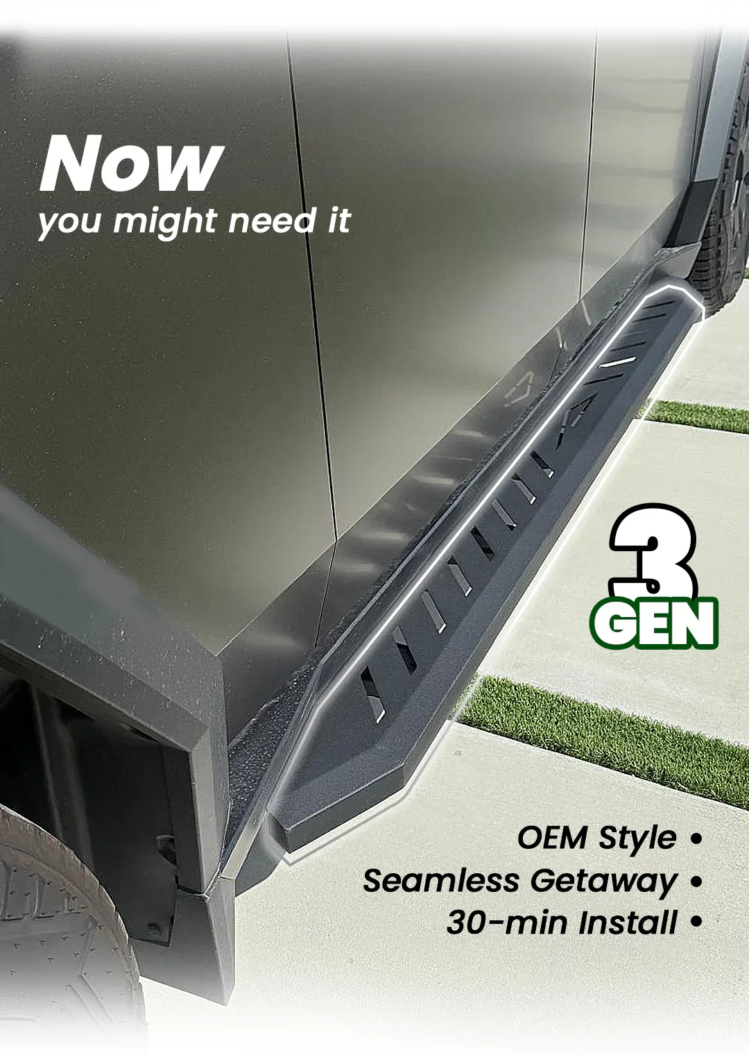 Cybertruck Running Boards Side Steps Exterior Brackets Nerf Bars Aapexgear®
