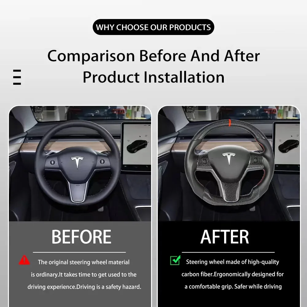 Aapexgear Napa Carbon Fiber Steering Wheel Custom For Model 3/Y