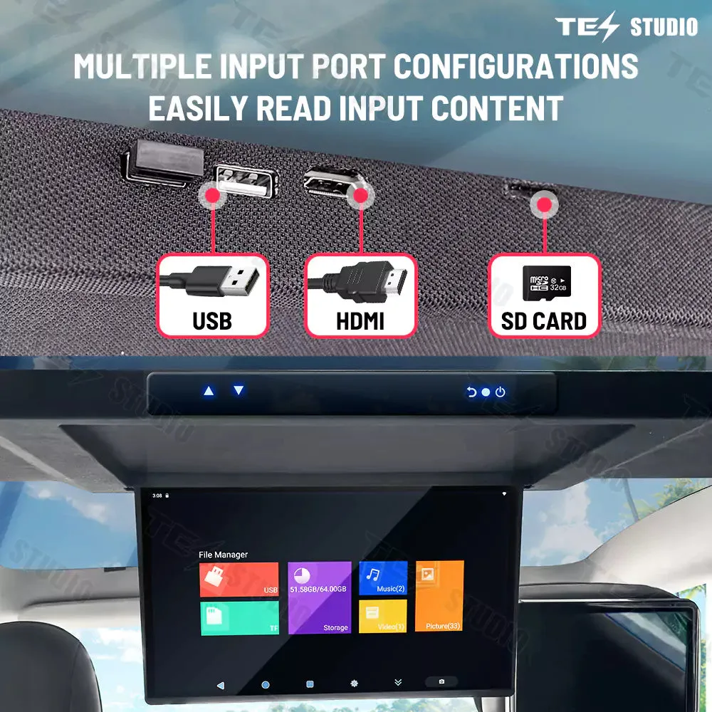 Aapexgear Tesla Accessories 17.3-Inch Car Roof Mounted TV With Wi-Fi for Model Y