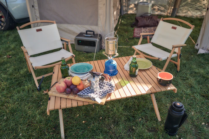 foldable solid wood outdoor camping table